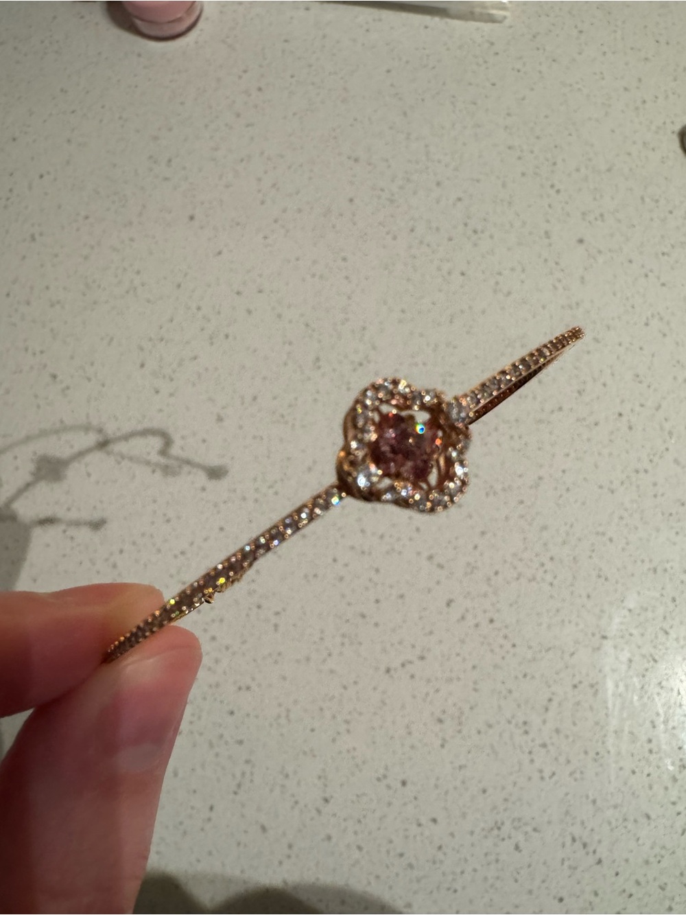 Swarovski Rose Gold Floating Stone Set—Bangle, Necklace, and Earrings